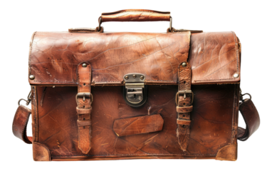 Leather-made Briefcase isolated on transparent Background
