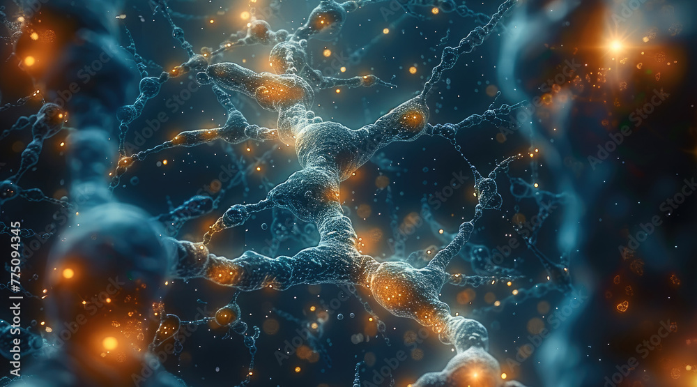 Aufkleber a neurons and add a dna motif there to. the neurons should be more prominent than the dna. generativ
