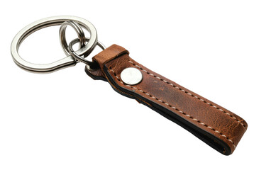 Keychain crafted from genuine leather isolated on transparent Background