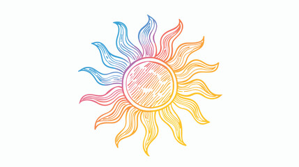 Continuous line Sun doodle icon with editable stroke.
