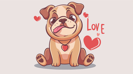 Cute bulldog cartoon and inscription love life bark 