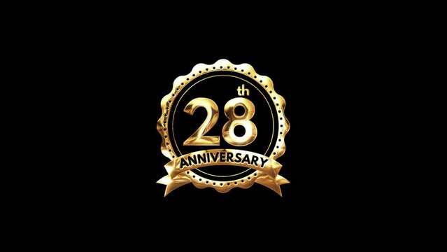 28th Anniversary luxury Gold Animation. Greeting for the 28th Anniversary. Luxurious Animation Celebrating 28 Years of Excellence