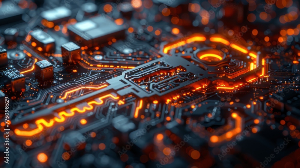 Poster Future key shape combined with electronic board concept for online security