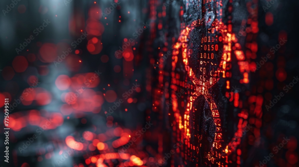 Aufkleber the concept of cyber attacks, internet piracy, and hacking combined with the biohazard symbol