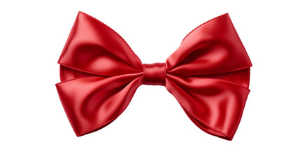 Decorative red bow isolated on transparent background, PNG available