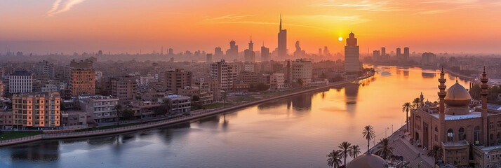 Great City in the World Evoking Baghdad in Iraq - obrazy, fototapety, plakaty