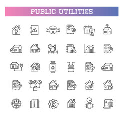 Set of line icons related to public utilities - 775101330