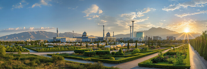 Great City in the World Evoking Ashgabat in Turkmenistan - obrazy, fototapety, plakaty