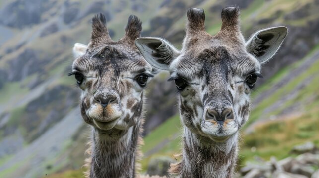 Close-up of two giraffe