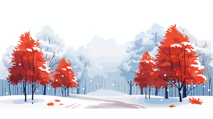 First snow in November flat vector isolated on white