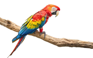 Fototapeta premium Arboreal Refuge: Parrot on Wooden Limb isolated on transparent Background