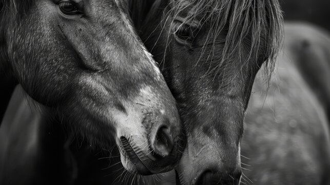 Close-up of two horses