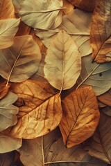 Dried leaves texture, delicate veins, autumnal colors, hints of gold