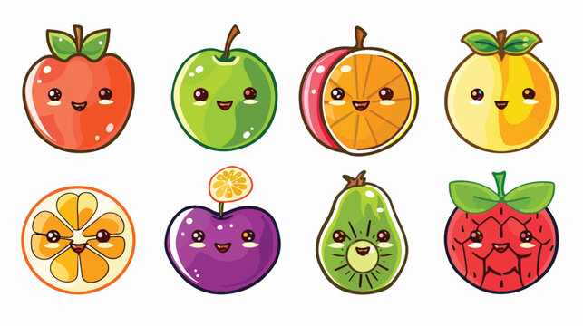 Fruit kawaii character icon image flat vector isolated