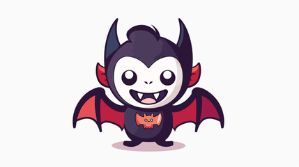 Funny cute illustration of a funny vampire flat vector