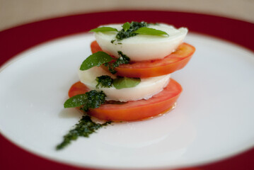 caprese salad with tomato and mozzarella