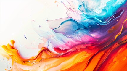 Design a vibrant image featuring an abstract colorful paint splash isolated on a white background.  