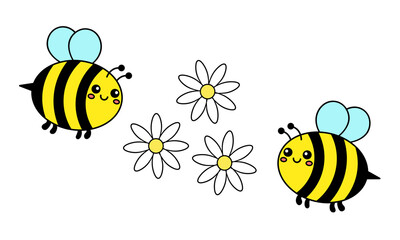 Obraz premium Bumblebees flying around a flower