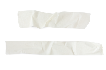 Set.A line of white painter's tape cut on a blank background.