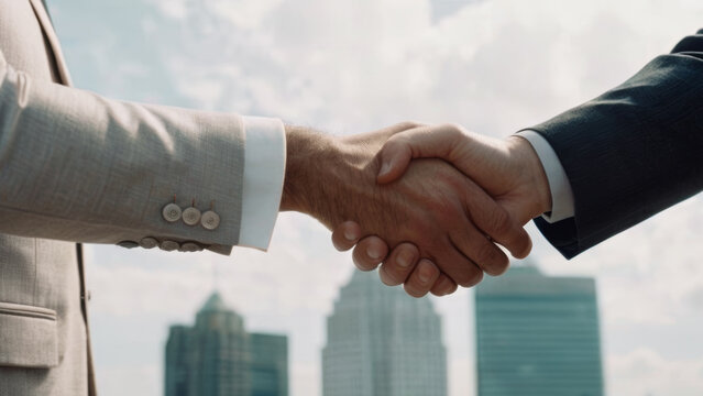 Real Estate Business: Men Handshake in Professional Agreement