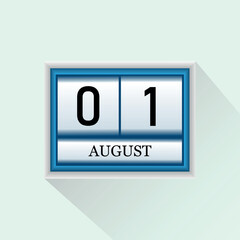 1 August Vector flat daily calendar icon. Date and month.