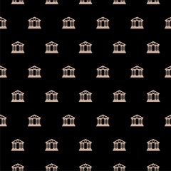 Fototapeta na wymiar Bank building icon seamless pattern isolated on black