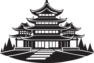 Japanese architecture. Hand drawn vector illustration