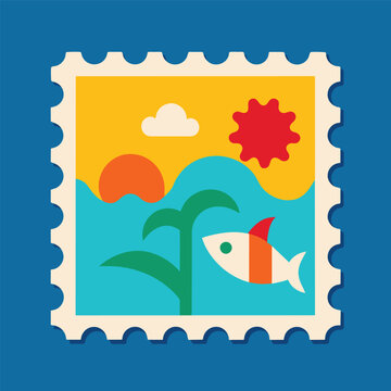 Summer Water colored Stamps design vector