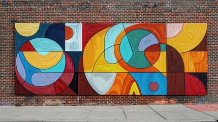 Obraz premium abstracted outdoor mural art on brick