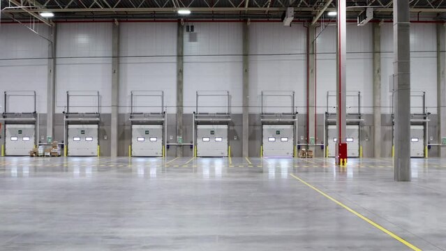 Spacious bright warehouse. Smooth passage to the docks, , interior, empty, floor, building, door, industry, industrial, construction