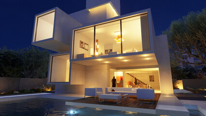 Luxurious modern mansion with pool - 775116709