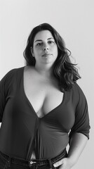 Naklejka premium beautiful female model plus size on a simple isolated background