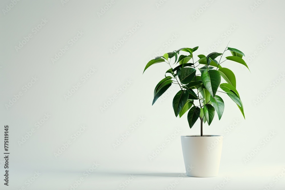 Wall mural  potted green plant on the white background