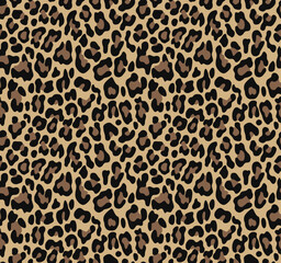 
Leopard texture vector seamless illustration, cat animal print, spots on yellow background