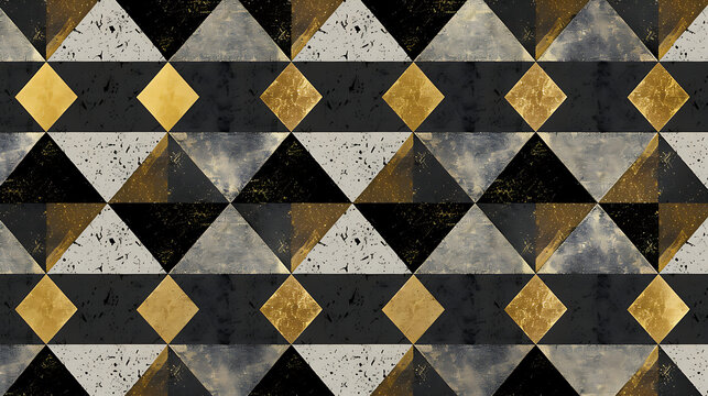 Simple chic minimalist repeating Black and gold elegant pattern design with geometric sophisticated shapes. generative ai	
