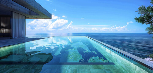 A large glass-bottomed pool that provides an amazing view of the ocean floor below