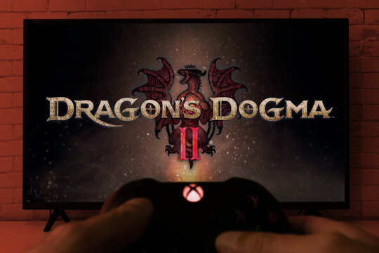Man Playing Dragon´s Dogma 2 with Xbox controller, 4 Mar, 2024, Sao Paulo, Brazil.