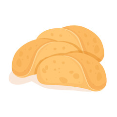 Set of empty rolled Mexican corn tortillas tacos