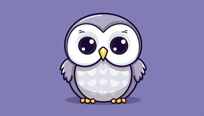 Obraz premium Cute Cartoon Owl with Big Eyes