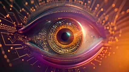 Human eye and technology communication concept 