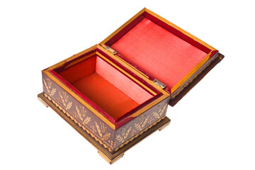 Vintage wooden box, a box on a white background.