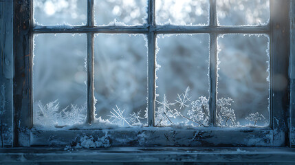 A frost-covered windowpane