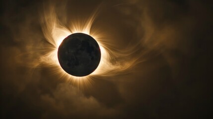 Obraz premium A dramatic solar eclipse, the sun corona visible against black sky, creating an otherworldly and aweinspiring scene.