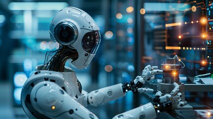 Fototapeta premium Illustration artificial intelligence and machine learning concept. Modern technology. Technologies of the future