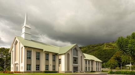 An elegant church in French Polynesia.