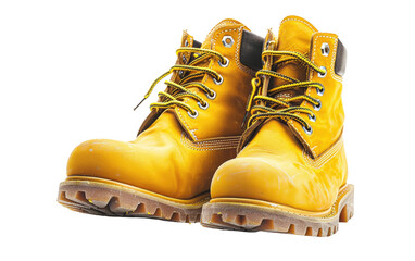 Sunshine Yellow Men's Work Boots isolated on transparent Background