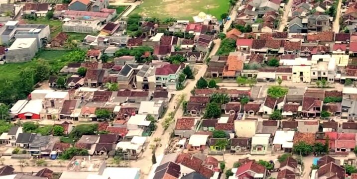 aerial video of population density and housing conditions of city residents in the highlands