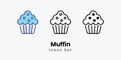 Muffin icon thin line and glyph vector icon stock illustration 