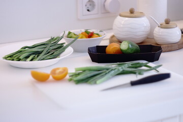vegetables on the kitchen table