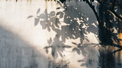 Abstract shadow on white wall of country house.